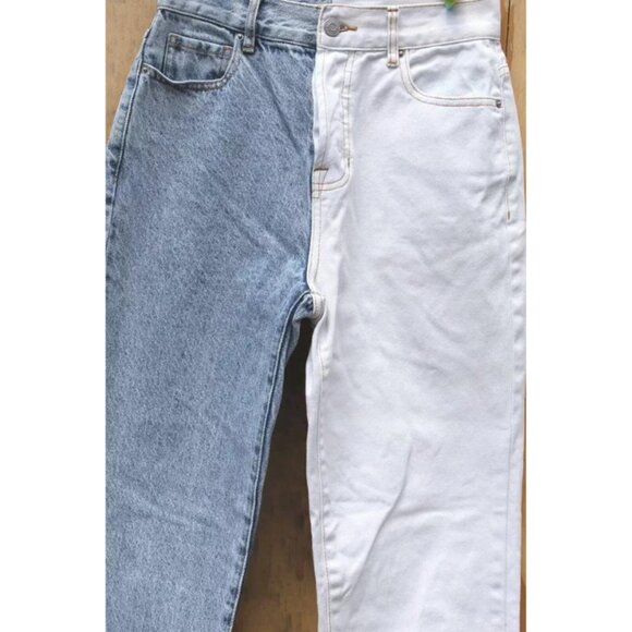 PacSun Women's Straight Jean 2 25 Blue White Leg High Rise Denim Wash - Picture 1 of 10